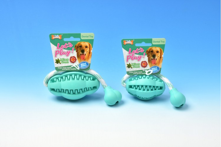 Rubber Dental Chew Bouncer with Rope & Bone Hand Nut